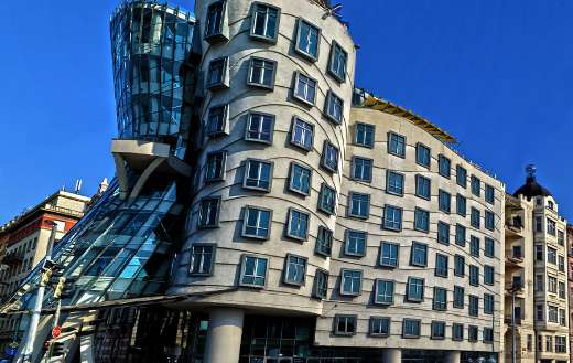 Iconic building in Prague as dancing house