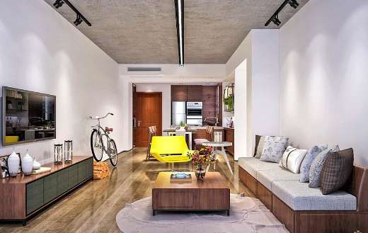 Modern living room with open layout