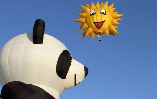 Gigantic panda bear hot air balloon festive