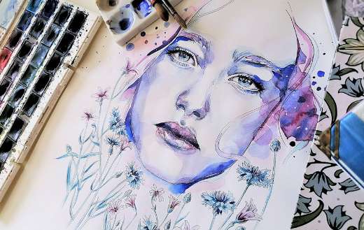 Watercolor portrait of a person