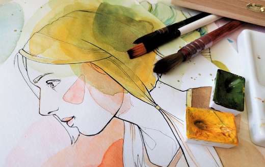 Watercolor portrait of a woman