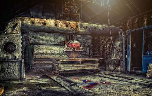 Abandoned industrial hall