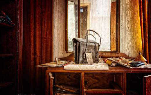 Abandoned interior with nostalgic items