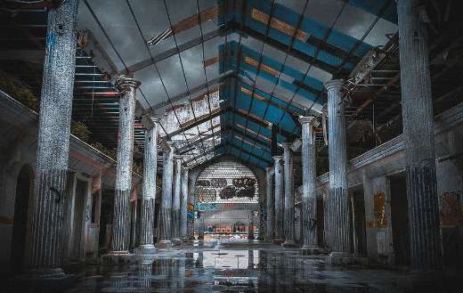 The interior of a abandoned building