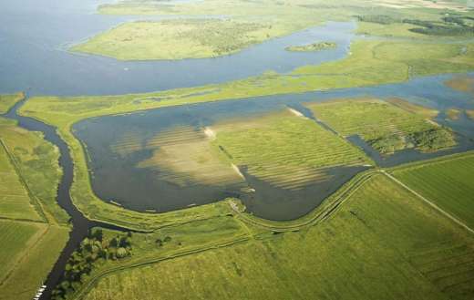 Aerial view wetland area Netherlands