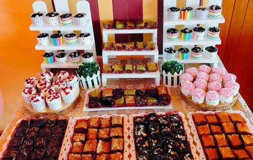 Curated dessert buffet setup
