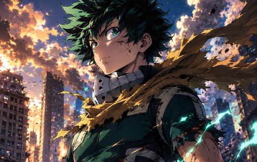 Izuku Midoriya in anime series my hero academia